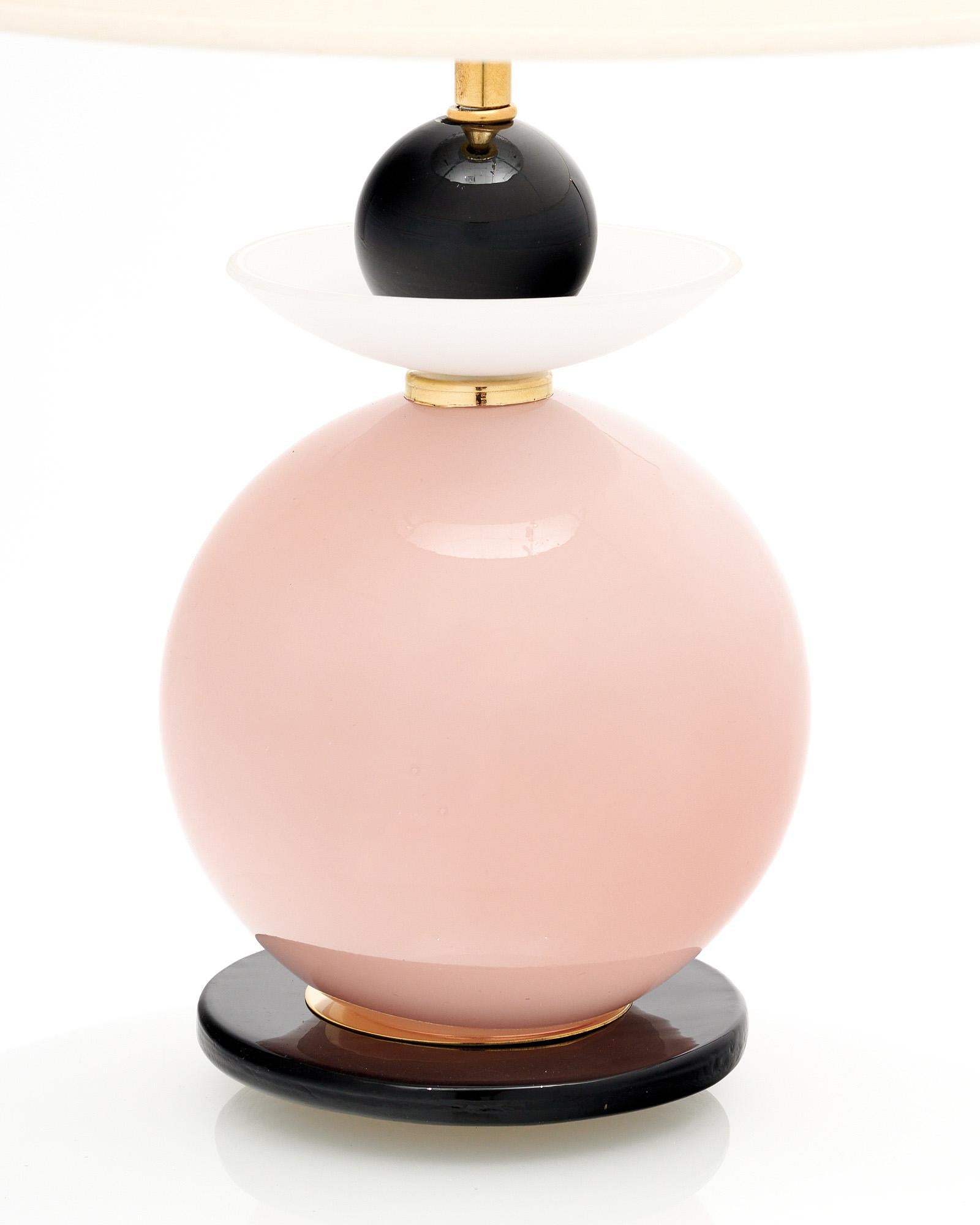Pink and Black Murano Glass Lamps 1