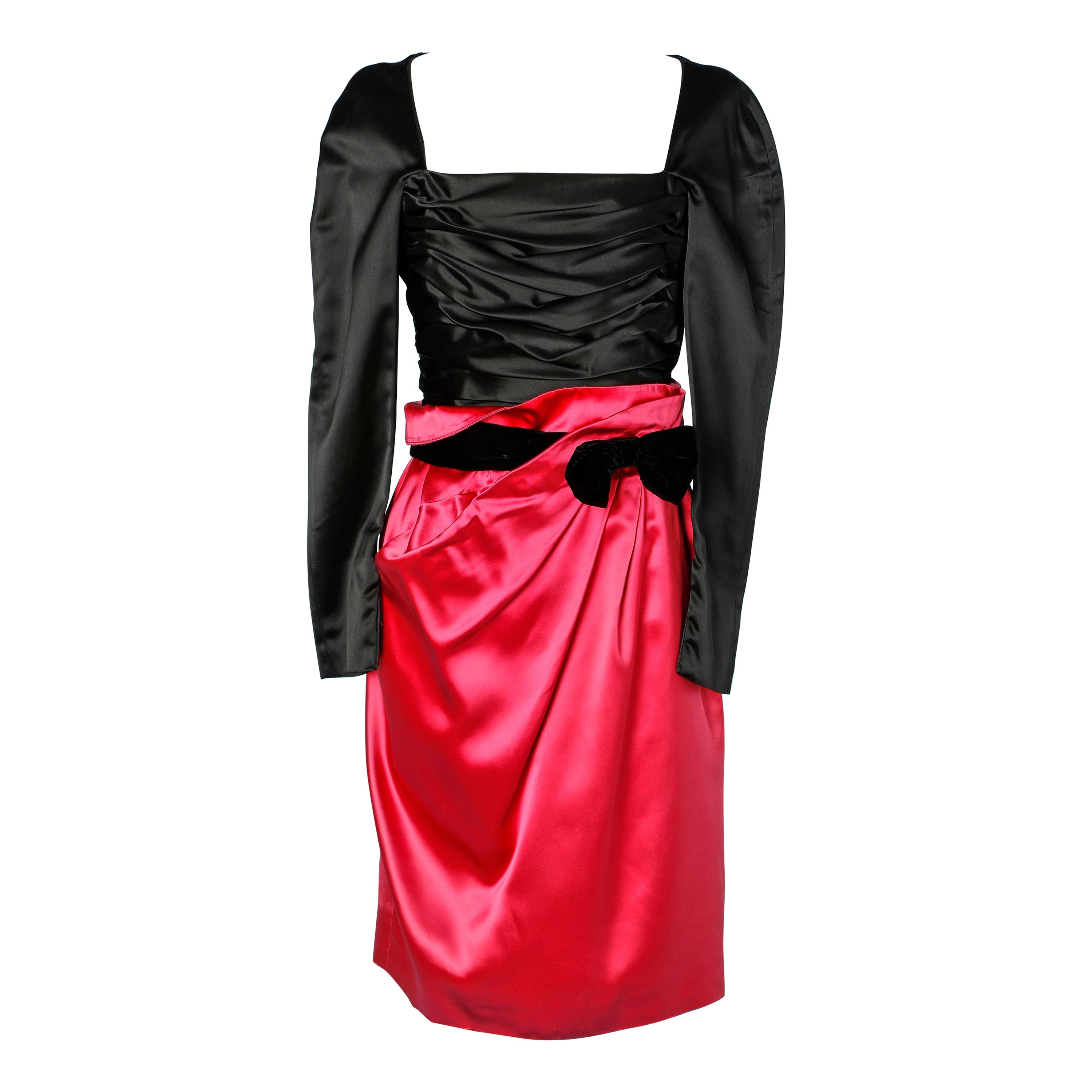 Abito da cocktail in raso rosa e nero Dior 2