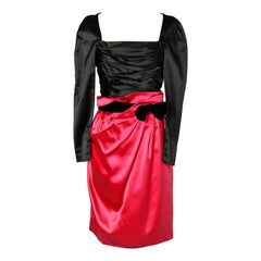 Abito da cocktail in raso rosa e nero Dior 2