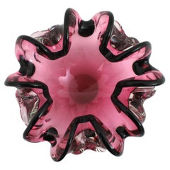 Pink and Black Sommero Murano Art Glass Flower Bowl, 1950s
