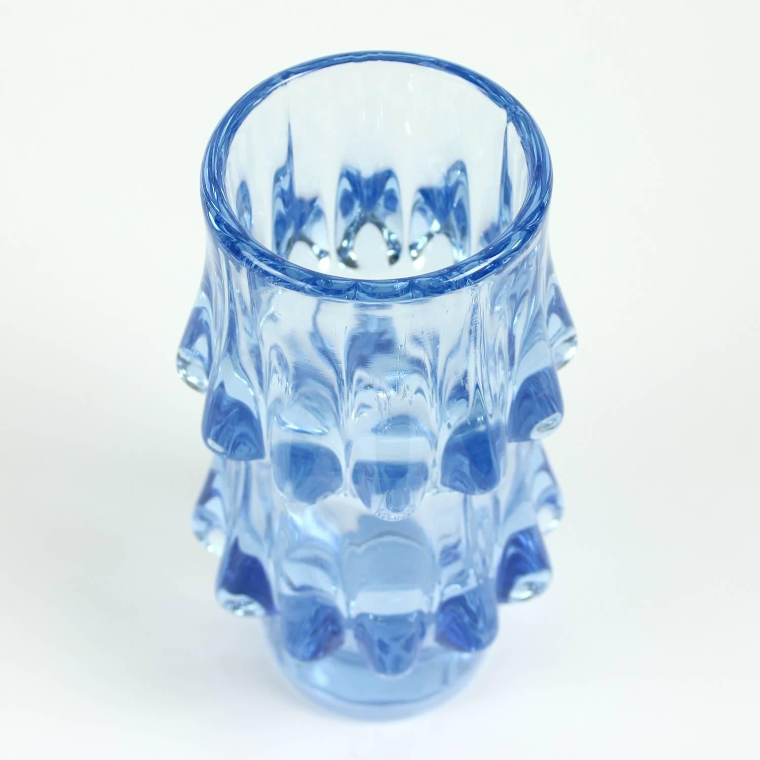 Mid-Century Modern Pink and Blue Art Glass Vases by Jiri Brabec for Sklo Union Rosice, 1978 For Sale