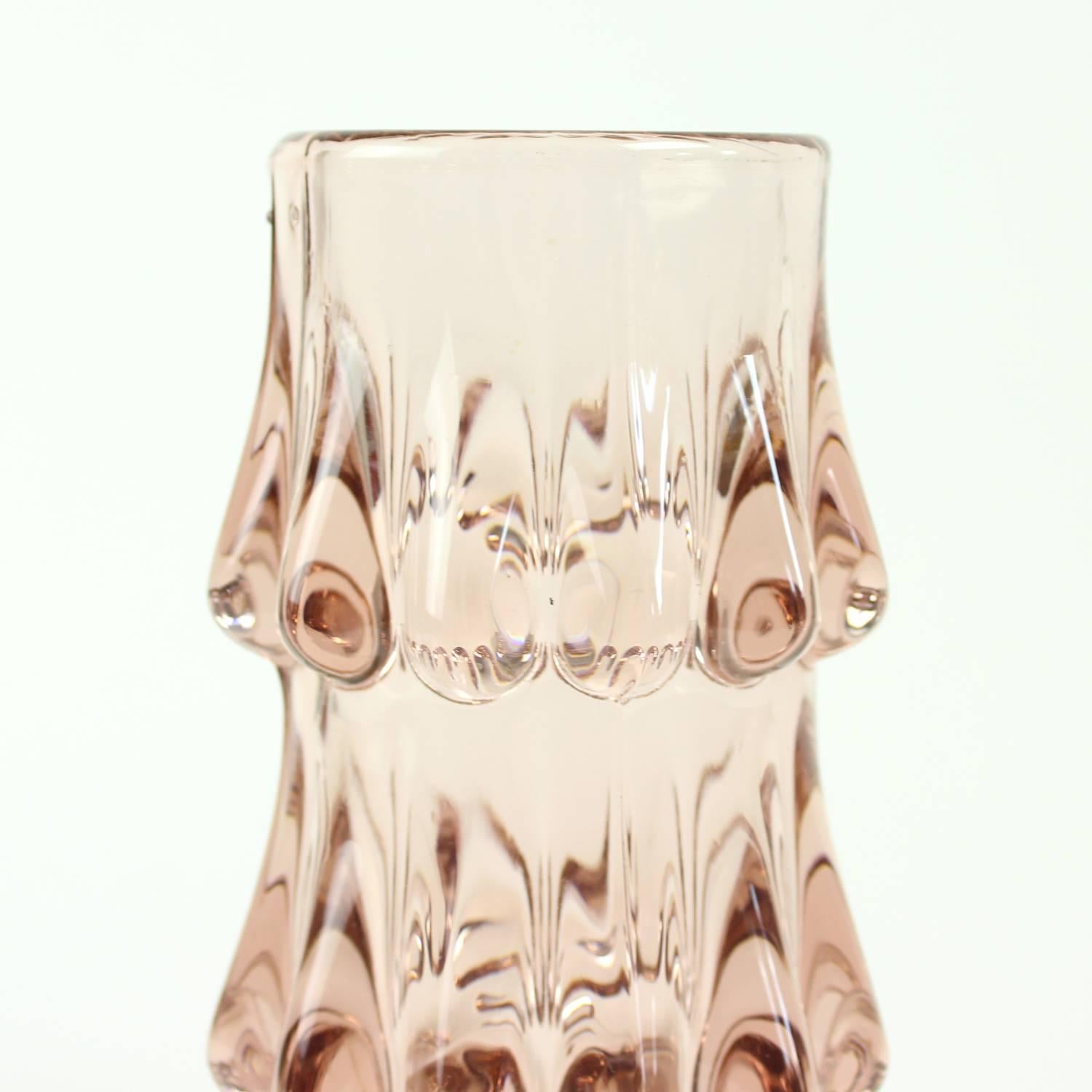 20th Century Pink and Blue Art Glass Vases by Jiri Brabec for Sklo Union Rosice, 1978 For Sale