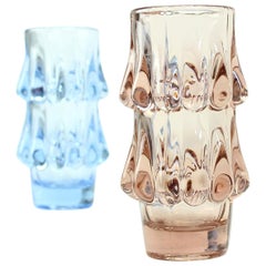 Pink and Blue Art Glass Vases by Jiri Brabec for Sklo Union Rosice, 1978