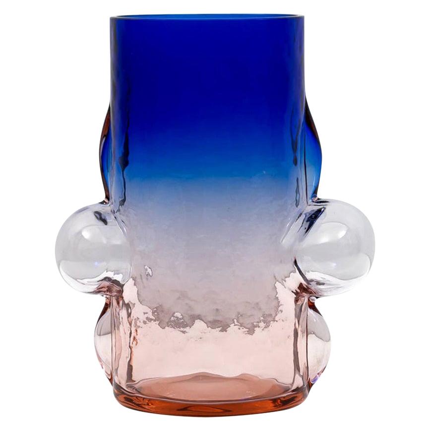 Pink and Blue Blown Glass Organic Vase by Toni Zuccheri for VeArt, 1988 For Sale
