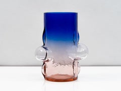 Pink and Blue Blown Glass Organic Vase by Toni Zuccheri for VeArt, 1988