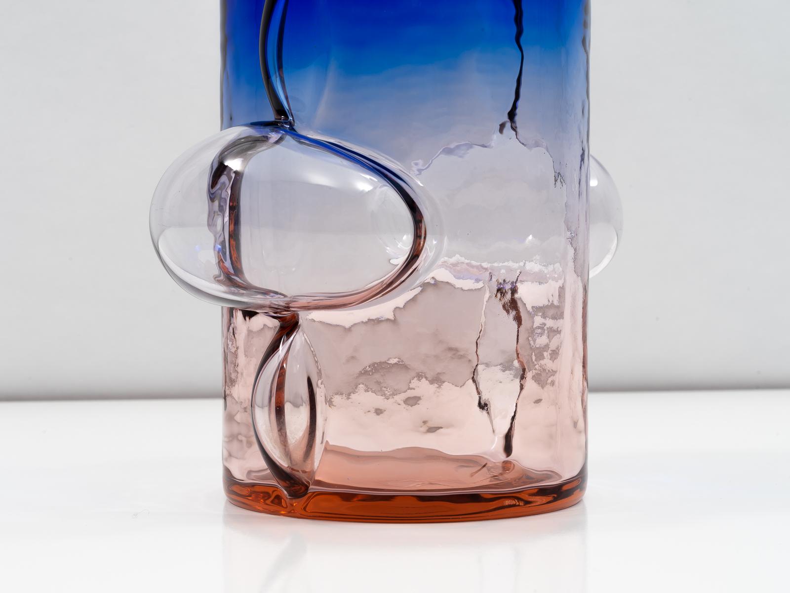 Pink and Blue Blown Glass Organic Vase by Toni Zuccheri for VeArt, 1988 In Good Condition For Sale In Los Angeles, CA