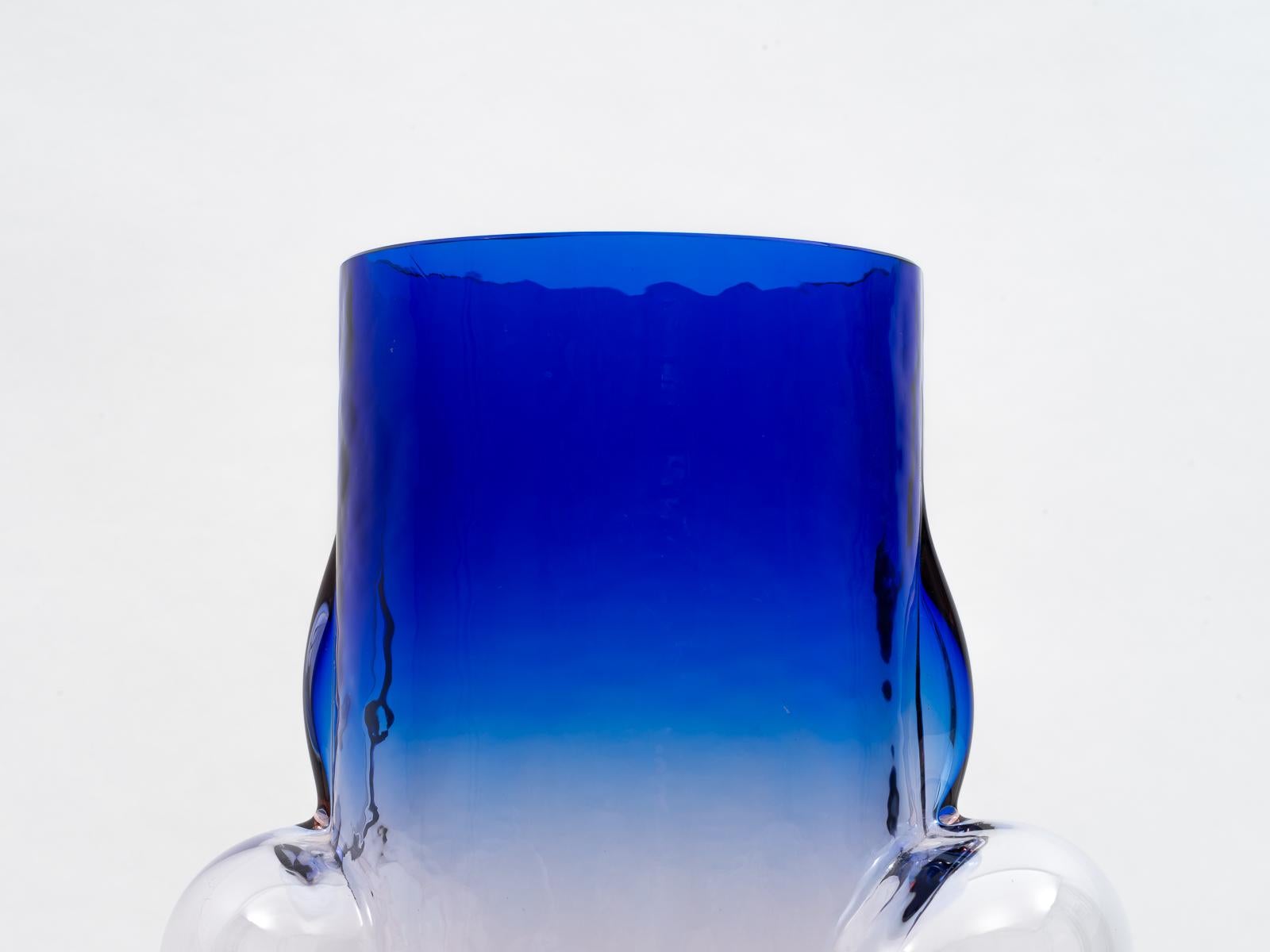 Pink and Blue Blown Glass Organic Vase by Toni Zuccheri for VeArt, 1988 For Sale 3