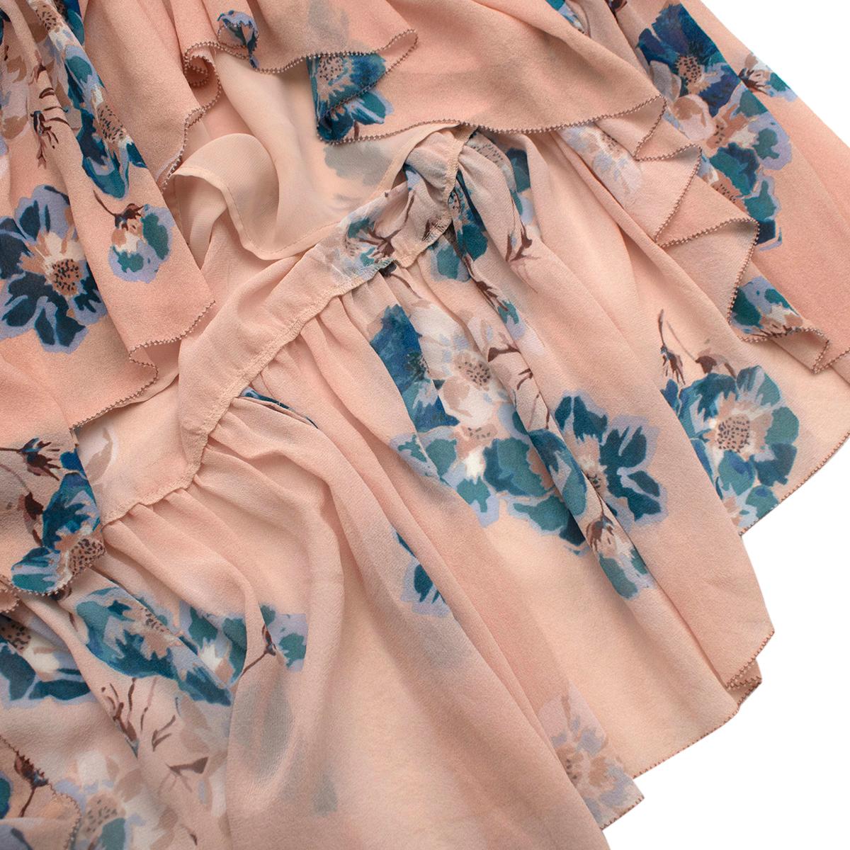 Pink And Blue Floral Chiffon Halterneck Dress For Sale 1