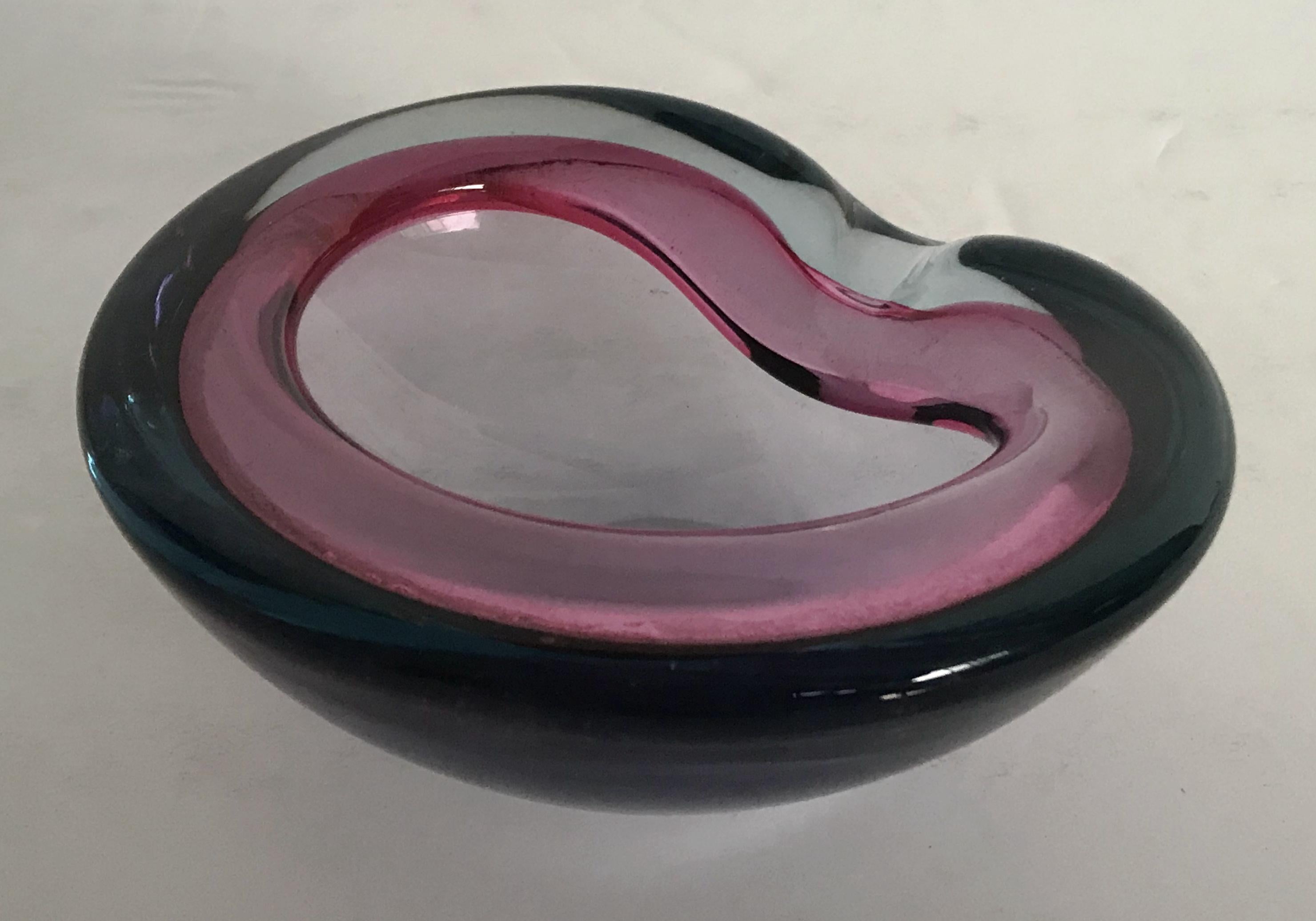 vintage pink glass ashtray