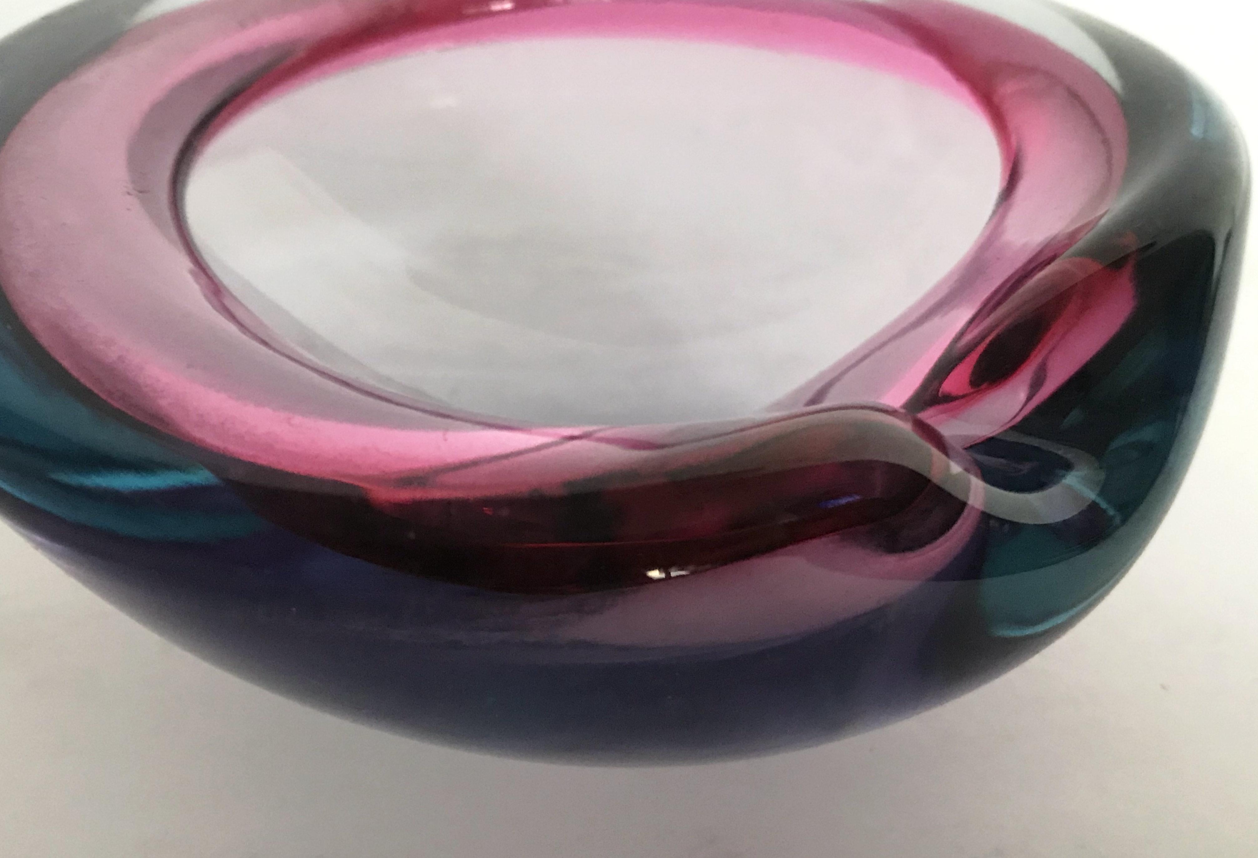 Pink and Blue Murano Ashtray or Bowl In Good Condition In Los Angeles, CA