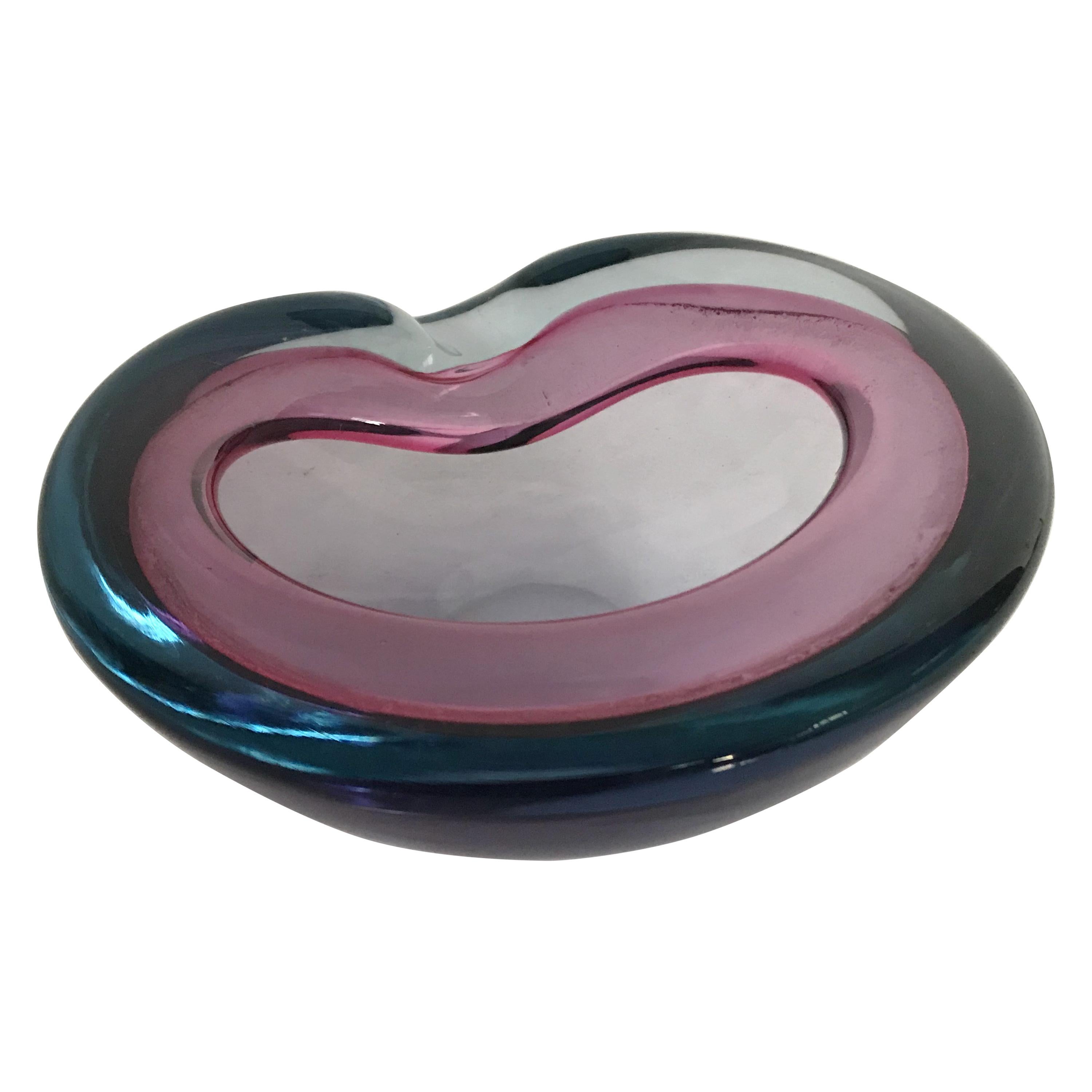 Pink and Blue Murano Ashtray or Bowl