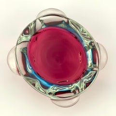 Murano Glass Schale, Flavio Poli, Rosa und Blauer Sommerso, Italien, 1970er Jahre
