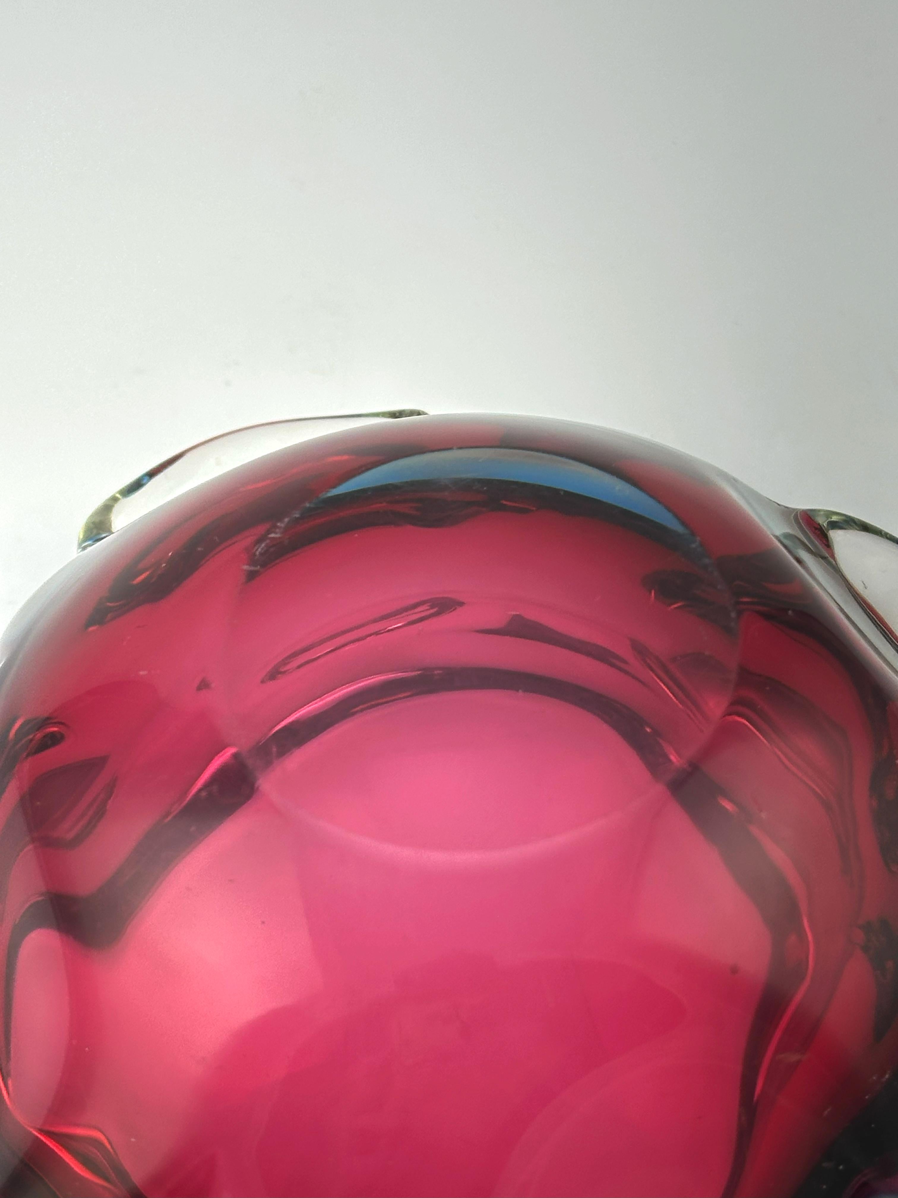 Hand-Crafted Murano Glass Pink and Blue Sommerso Bowl, Flavio Poli for Seguso, c.1970s Italy For Sale