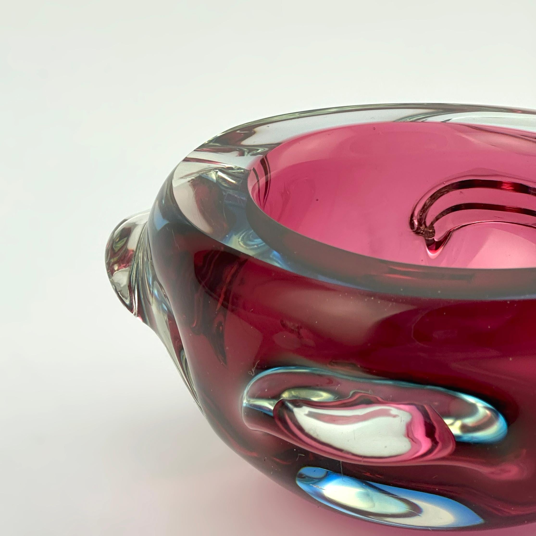 20th Century Murano Glass Pink and Blue Sommerso Bowl, Flavio Poli for Seguso, c.1970s Italy For Sale