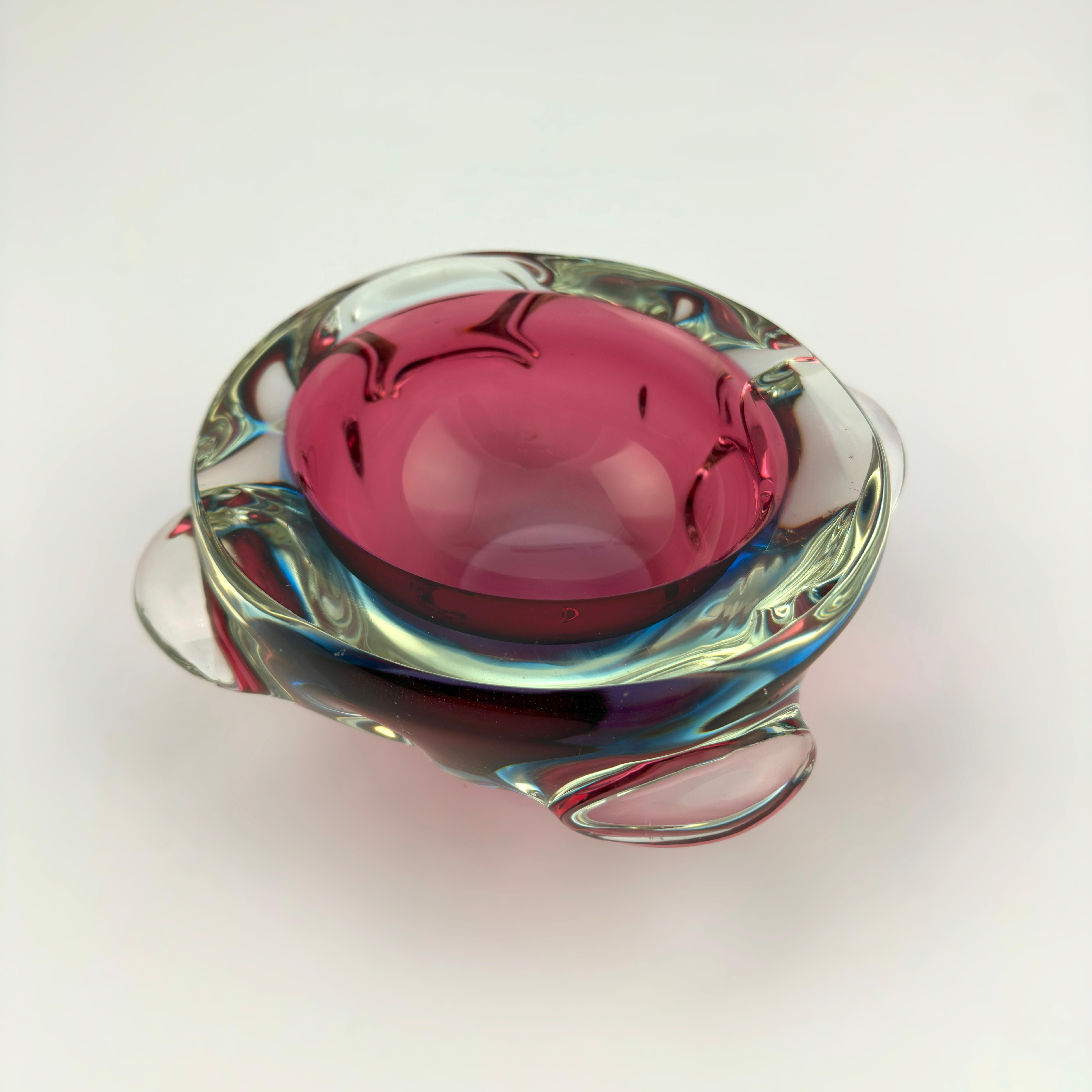 Murano Glass Pink and Blue Sommerso Bowl, Flavio Poli for Seguso, c.1970s Italy For Sale 1