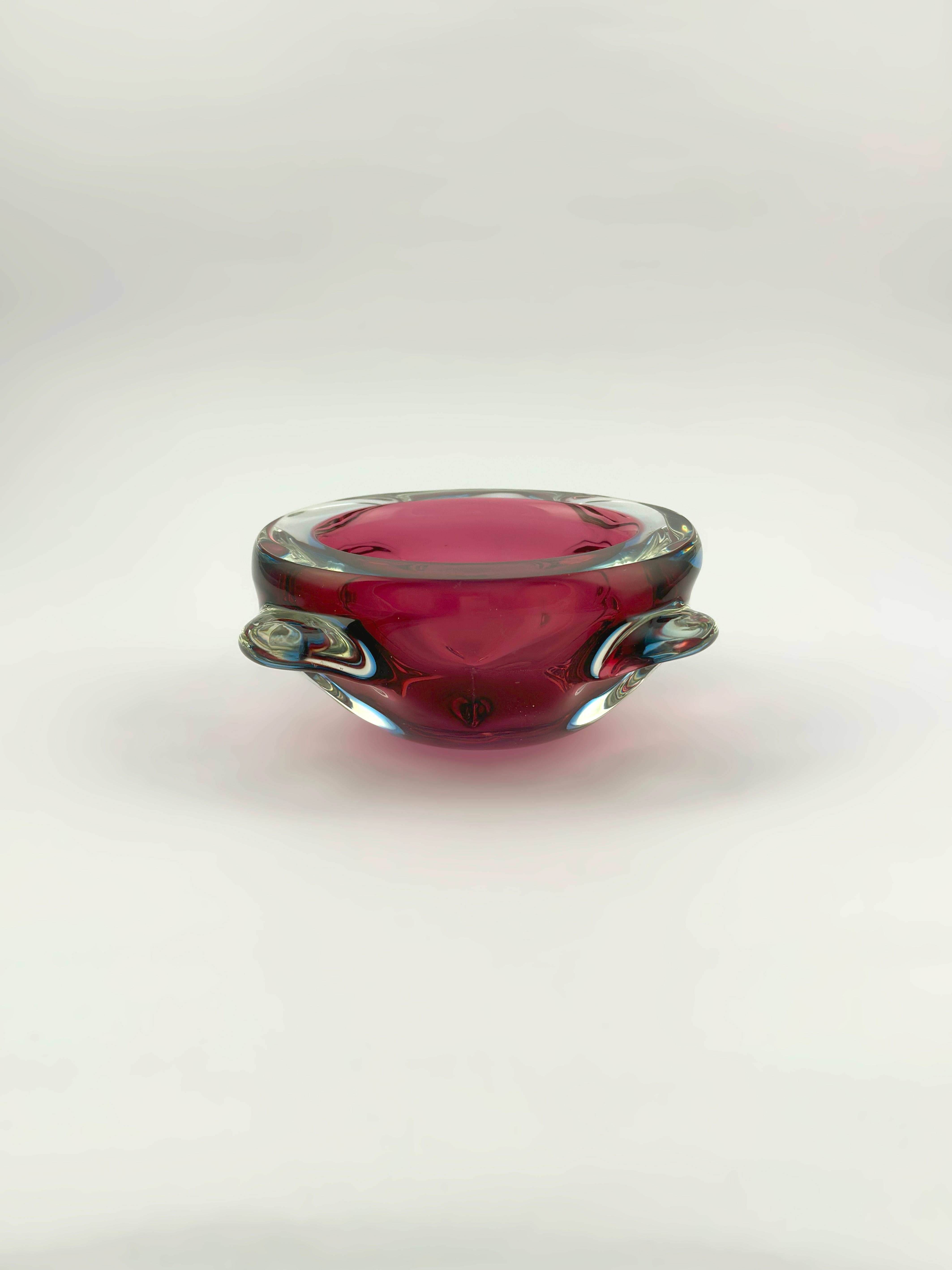 Murano Glass Pink and Blue Sommerso Bowl, Flavio Poli for Seguso, c.1970s Italy For Sale 2