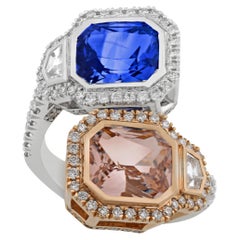 Pink and Blue Sapphire Bypass Ring