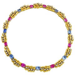 Pink and Blue Sapphire Necklace