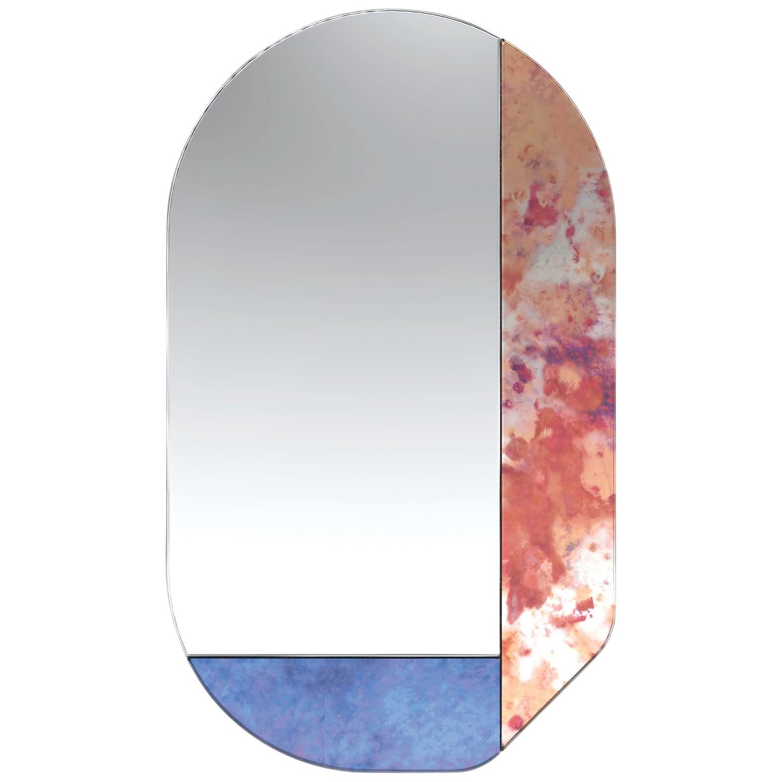 Pink and Blue WG.C1.G Hand-Crafted Wall Mirror For Sale