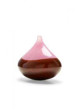 Pink and Brown Glass Bud Vase