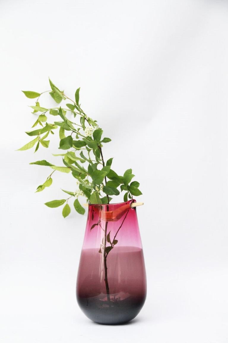 Organique Vase Heiki rose et brun, Pia Wüstenberg en vente