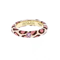 Pink and Brown Leopard Enameled Stackable Band by Adolfo Courrier
