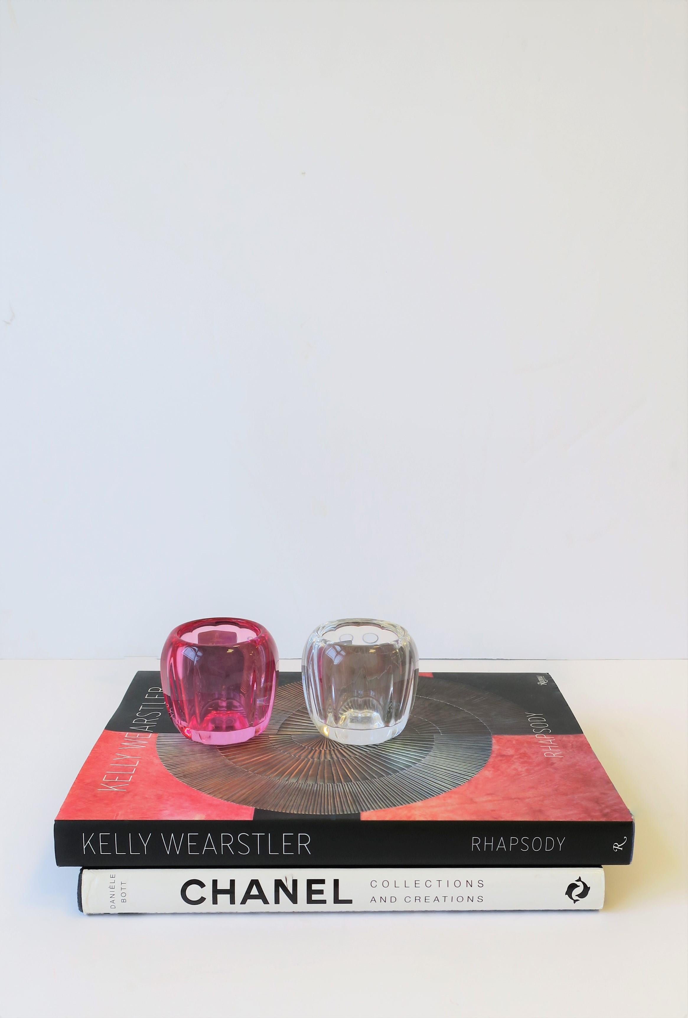 Porte-bougies Votive en cristal rose et transparent de Villeroy & Boch Excellent état - En vente à New York, NY