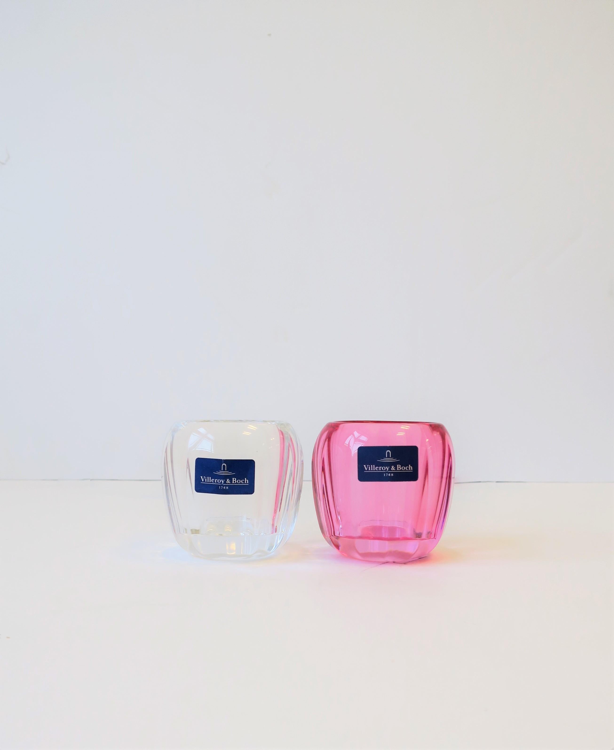 Votive Kerzenständer aus rosa und klarem Kristall von Villeroy & Boch (Deutsch) im Angebot
