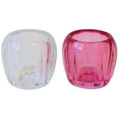 Pink and Clear Crystal Votive Candle Holders by Villeroy & Boch
