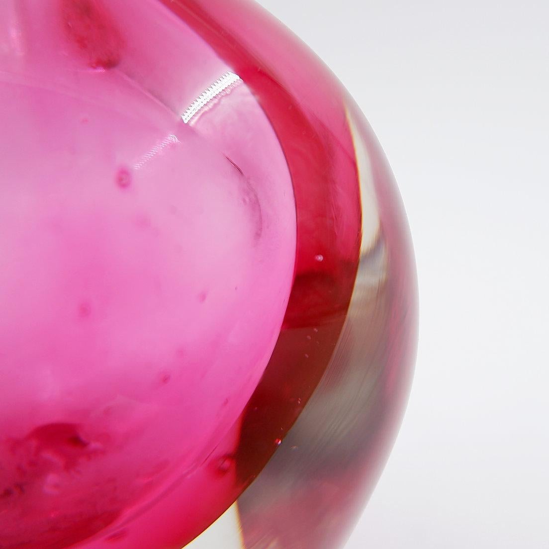 Mid-Century Modern Pink and clear glass 