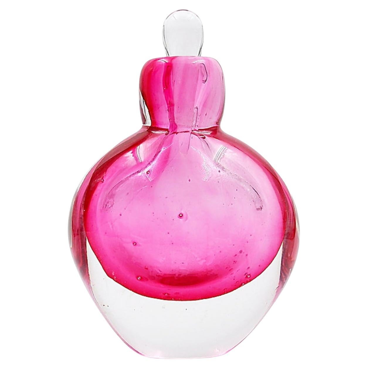 Pink and clear glass "Sommerso" perfume bottle For Sale