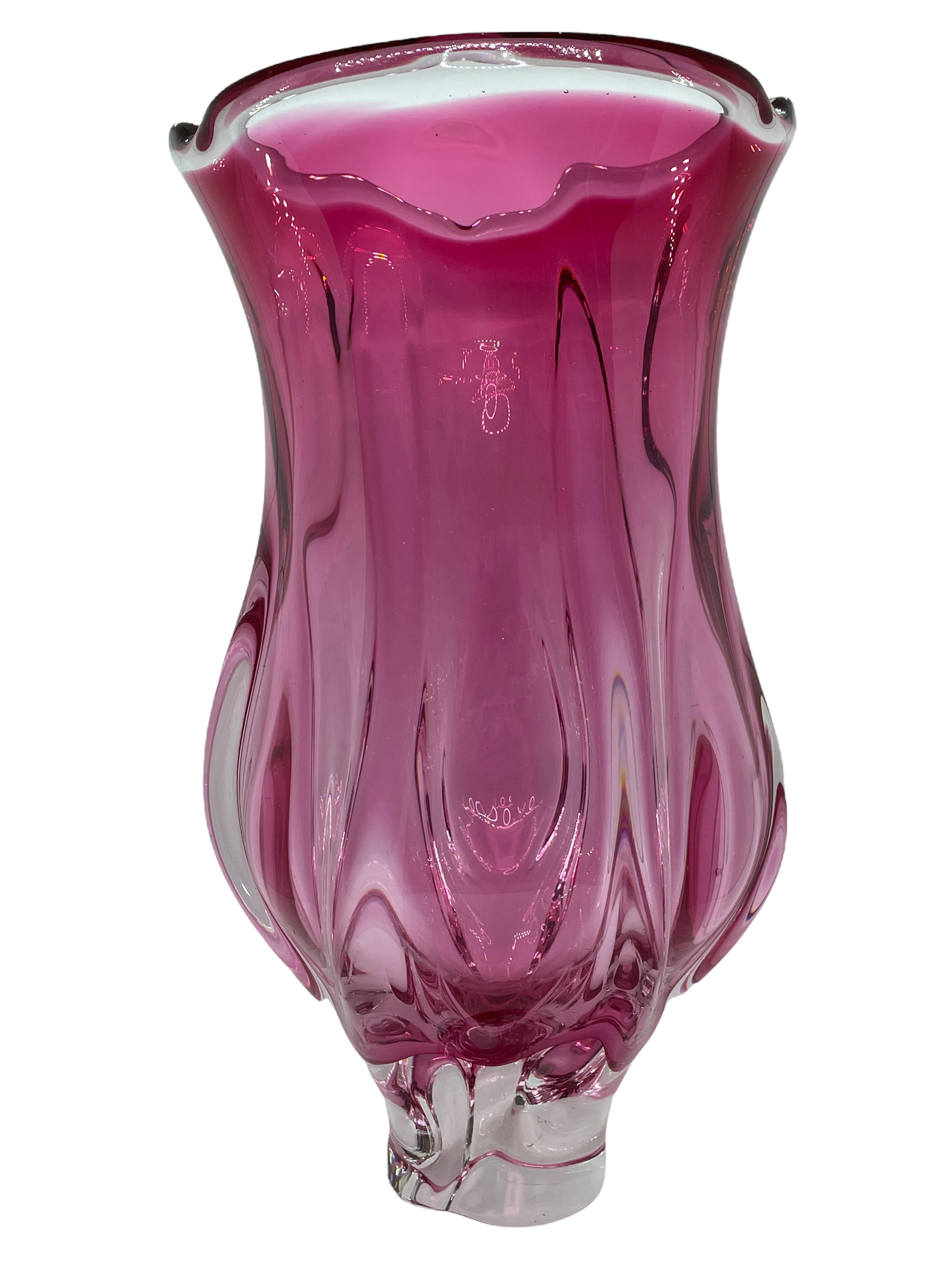pink murano glass vase