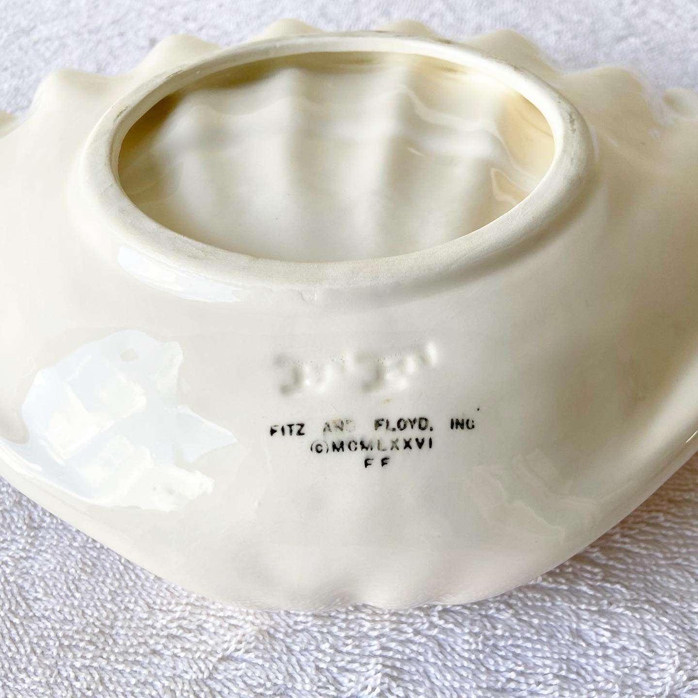 English Pink and Cream Ceramic Seashell Dish by Fitz and Floyd