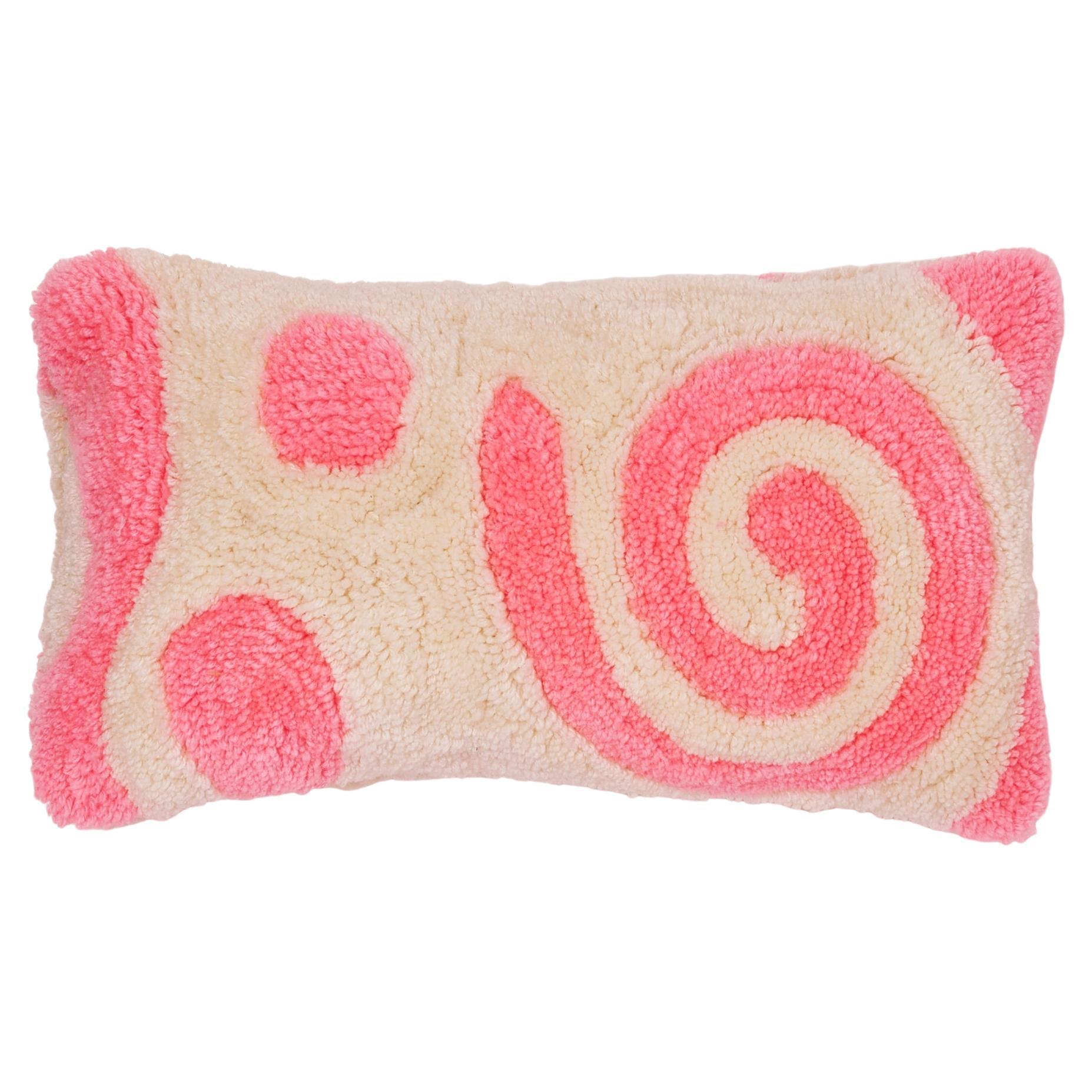Pink and Cream Memphis Style Tufted Lumbar Pillow For Sale