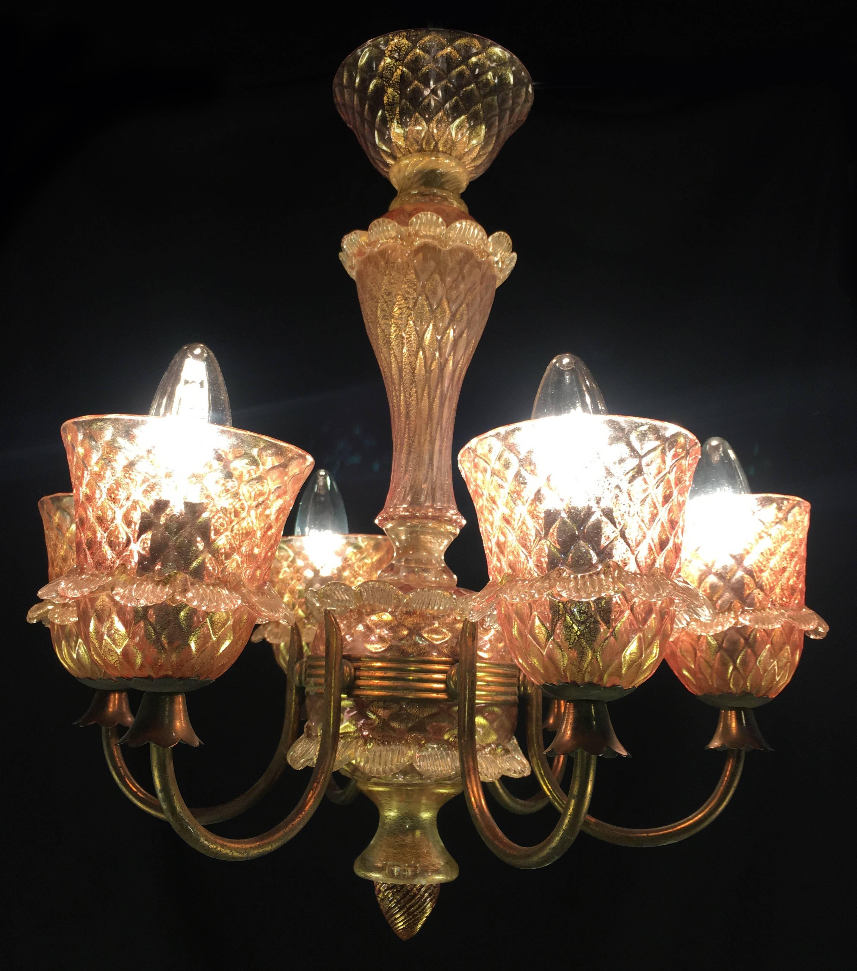 pink and gold chandelier