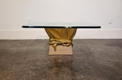 Pink and Gold Hollywood Regency Draped and Roped Coffee Table