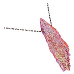 Pink Gold Natural Kyanite Pendant Sparkle Black 925 Sterling Silver Chain 