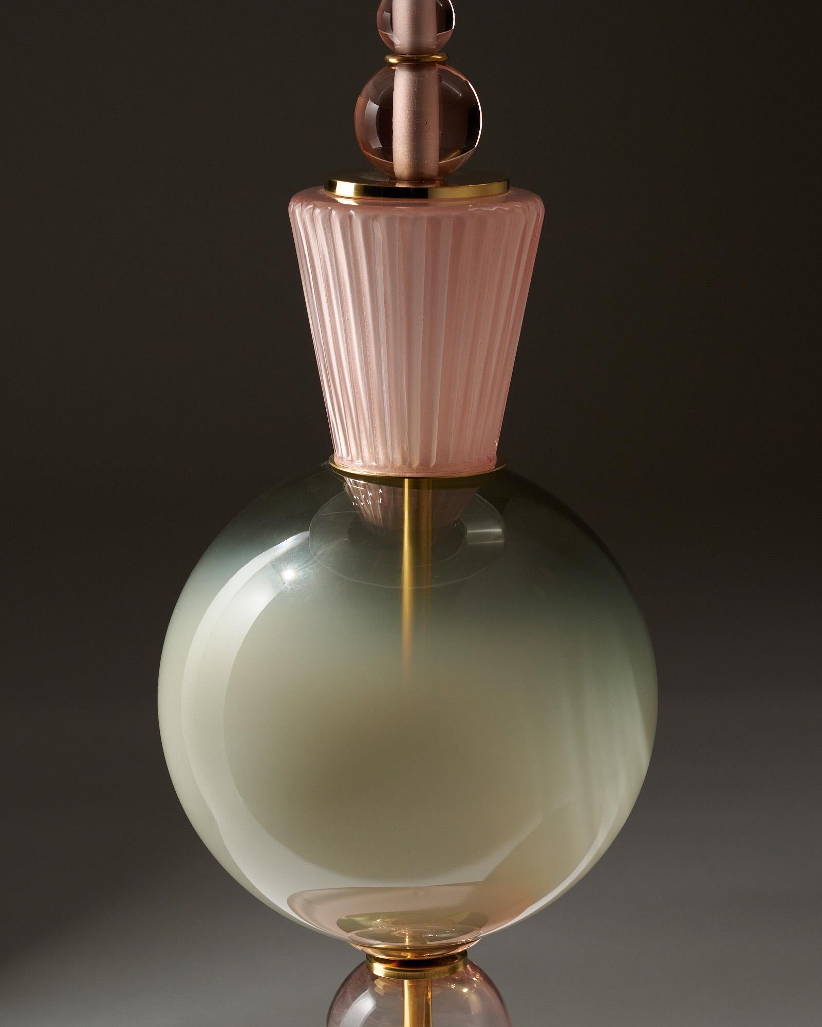 Mid-Century moderno Lampade in vetro di Murano rosa e grigio in vendita
