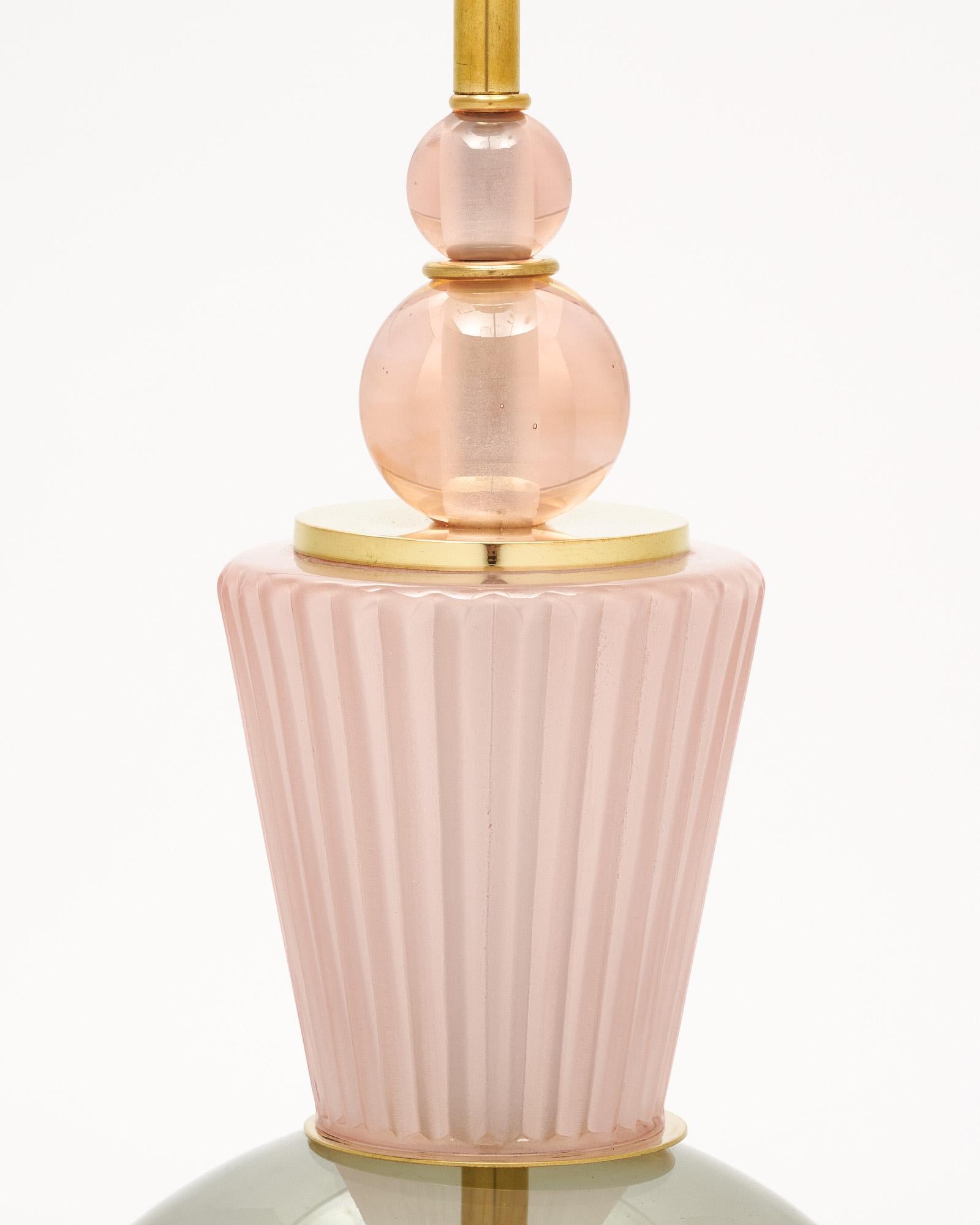 Lampade in vetro di Murano rosa e grigio in vendita 1