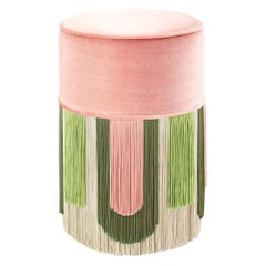 Pink and Green Couture Geometric Deco Pouf