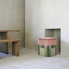 Pink and Green Couture Geometric Wien Pouf