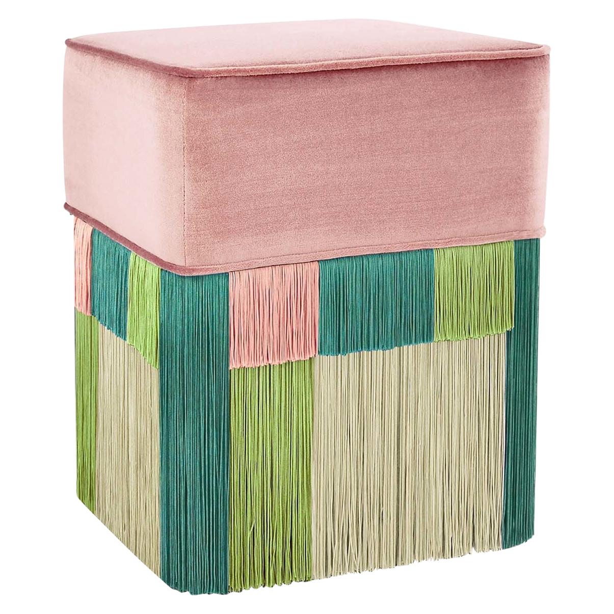 Puf Wien Geométrico Couture Rosa y Verde