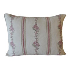 Pink and Green Embroidered Floral Modern Bolster Decorative Pillow