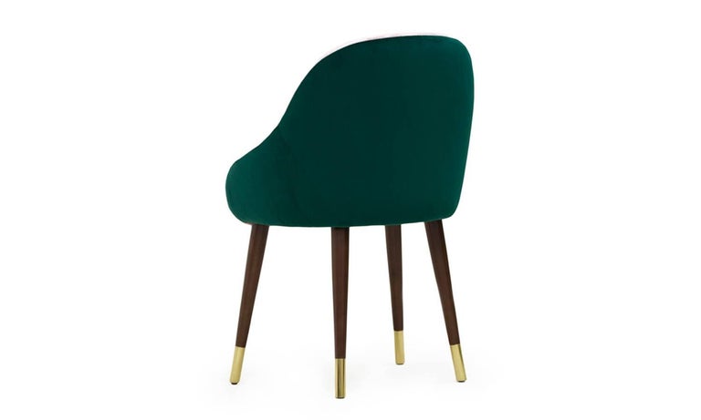 Midcentury Modern Velvet And Brass Milonga Dining Chair Handmade and Custom In New Condition For Sale In Madrid, ES