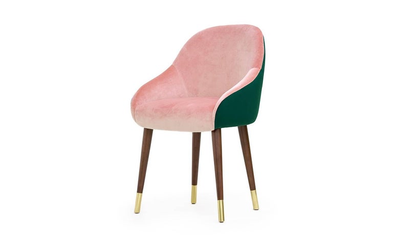 Midcentury Modern Velvet And Brass Milonga Dining Chair Handmade and Custom For Sale 2
