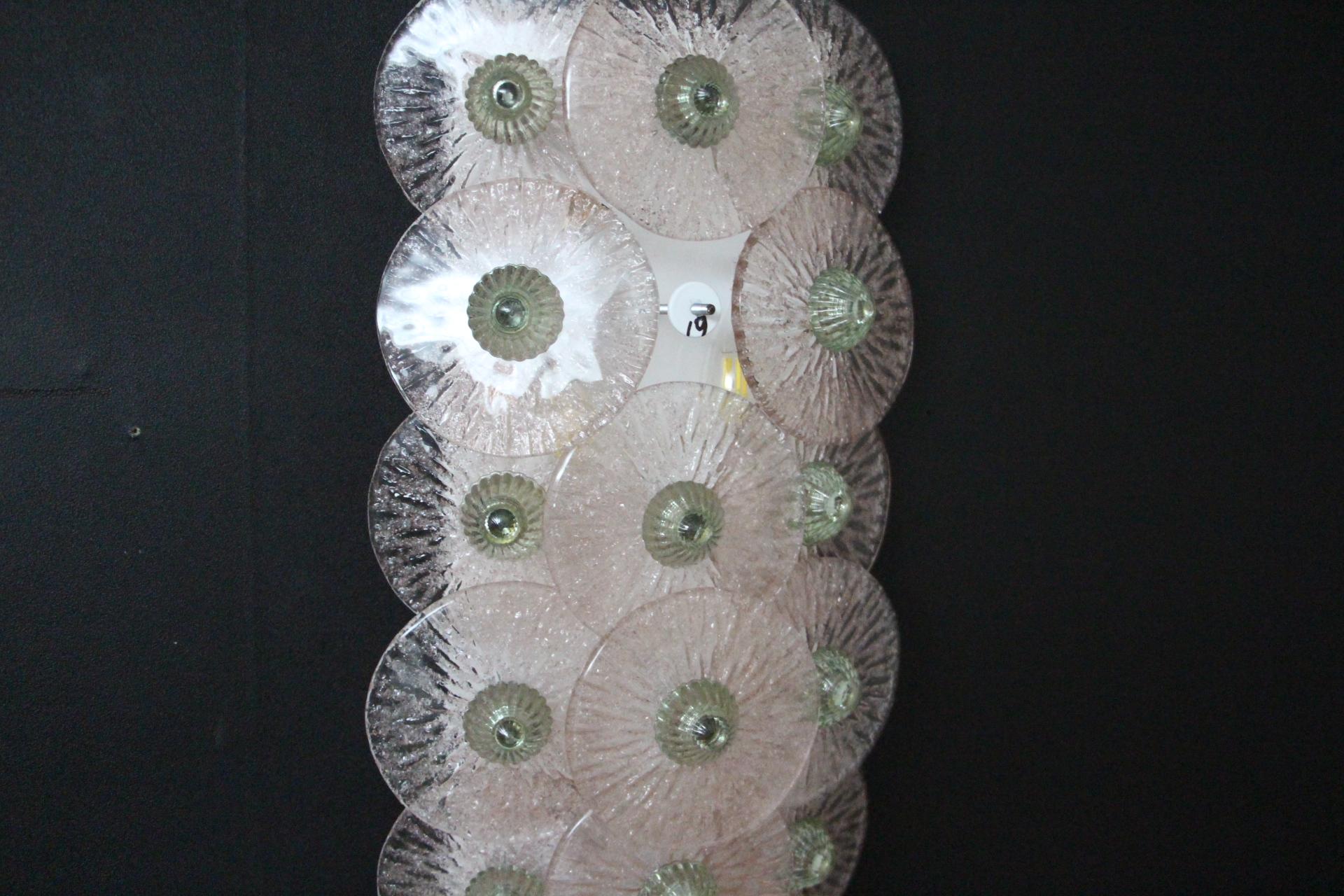 Contemporary Pink and Green Murano Glass Sconces in the Style of Carlo Nason, Long Wall Light For Sale