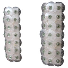 Applique in vetro di Murano rosa e verde nello stile di Carlo Nason, lampada da parete lunga