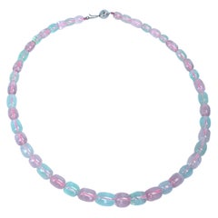 Pink and Green Smooth and Tumbled Tourmaline Beads, 14 Karat