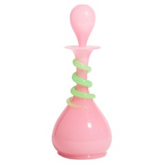 Pink and Green Snake Glass Decanter