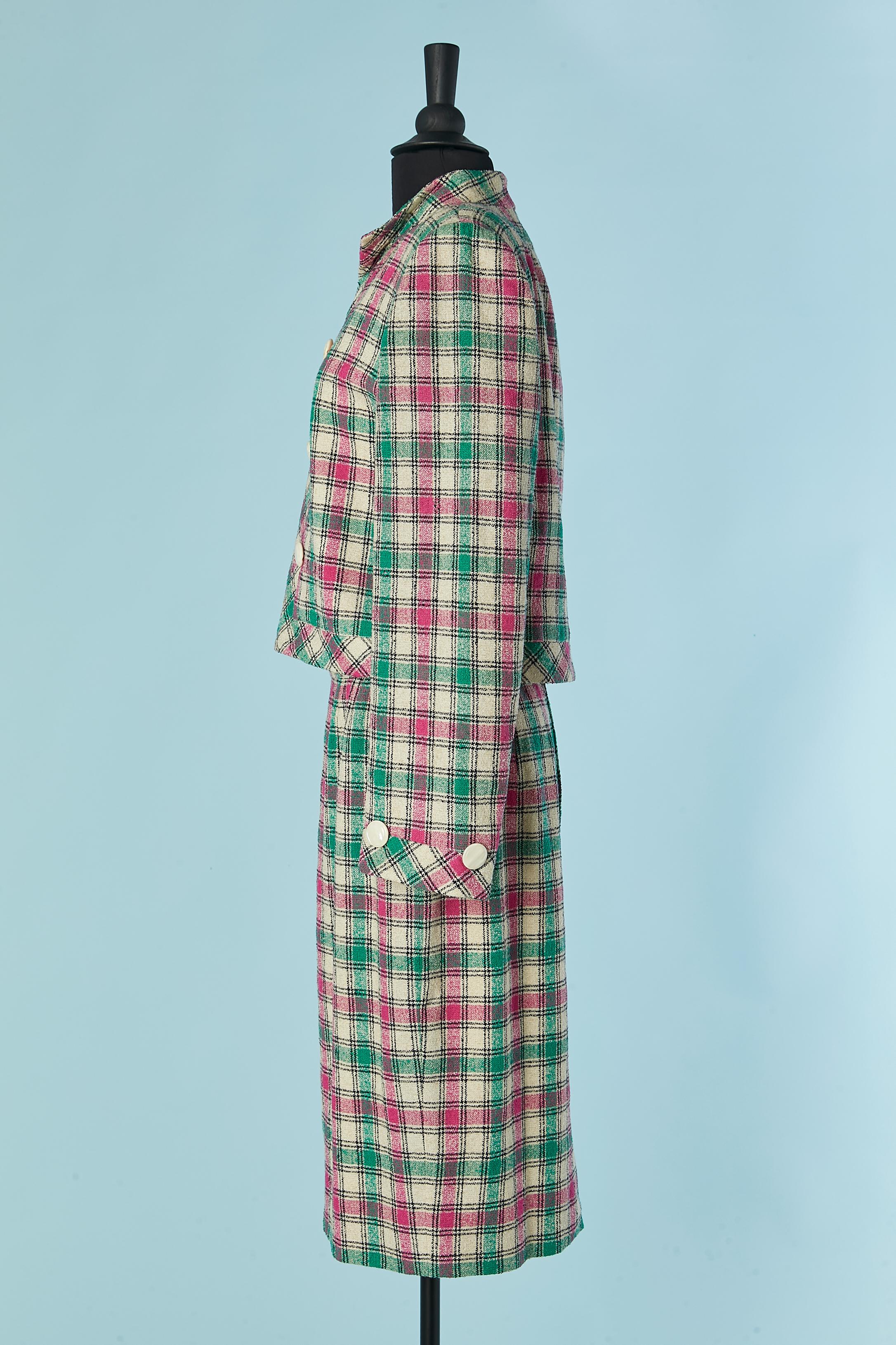Donna Abito con gonna a quadri in lana rosa e verde Valentino BOUTIQUE in vendita